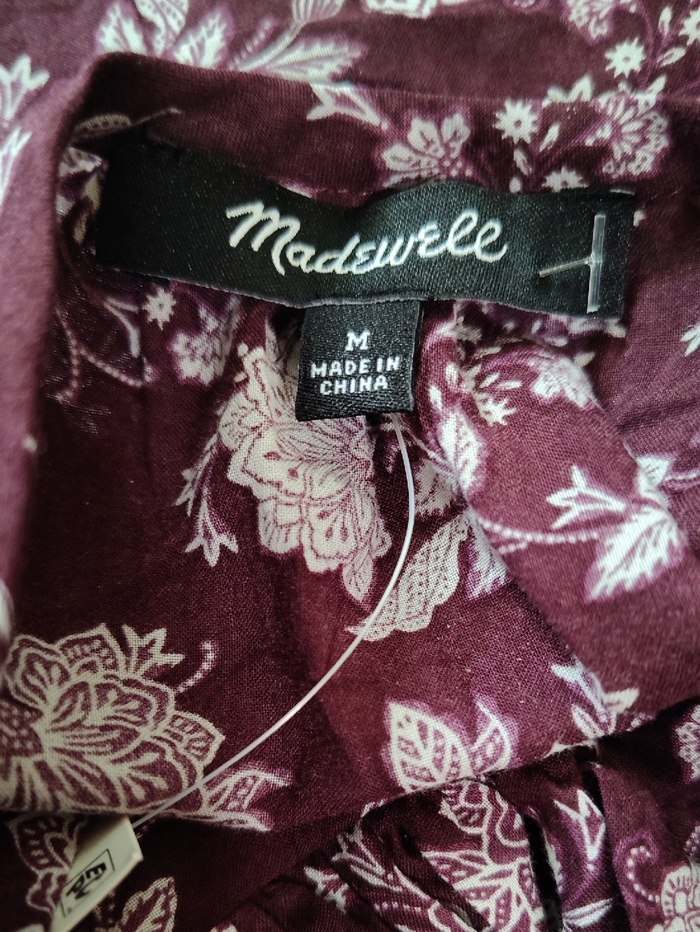Madewell Splitneck Puff-Sleeve Mini Dress - Olivia Floral Dark Fig - Size M - Picture 12 of 12